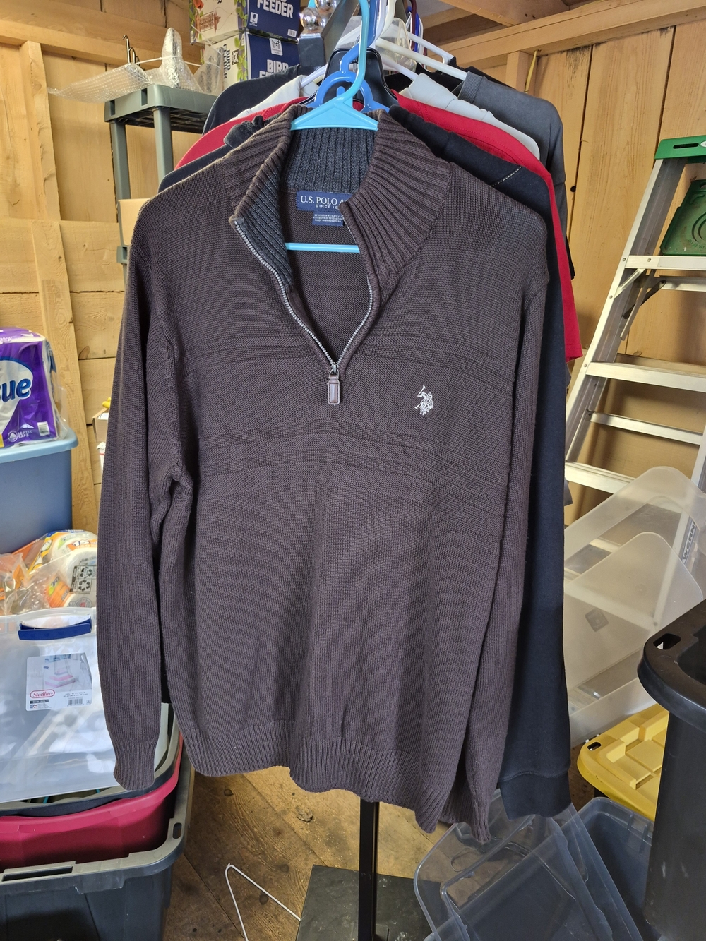 U.S. Polo Assn. Men's Dark Brown Half-Zip Sweater Bin 52